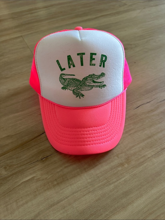 Nissun Accessories - Neon Pink and White 'LATER' Alligator Trucker Hat - Women's Casual Cap